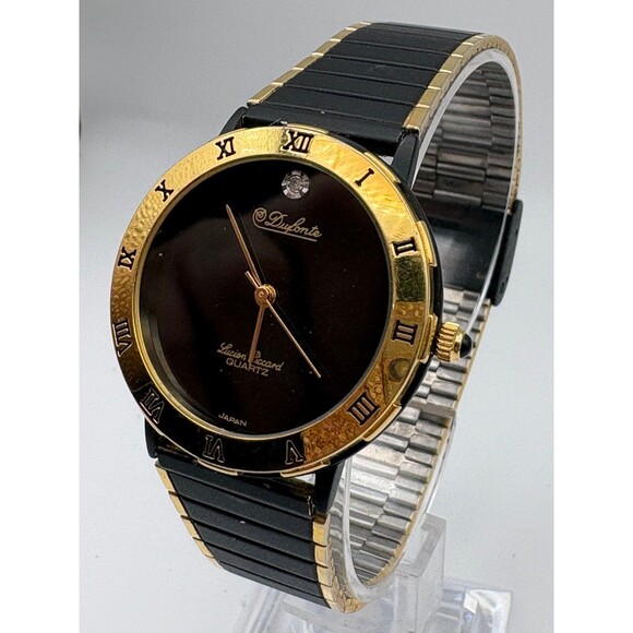 dufonte Other - Vintage Dufonte by Lucien Piccard Men's Black & Gold Watch - New Battery